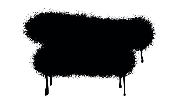 Grunge black spray paint. Paint splash texture with spray vector black for drip background splatter.