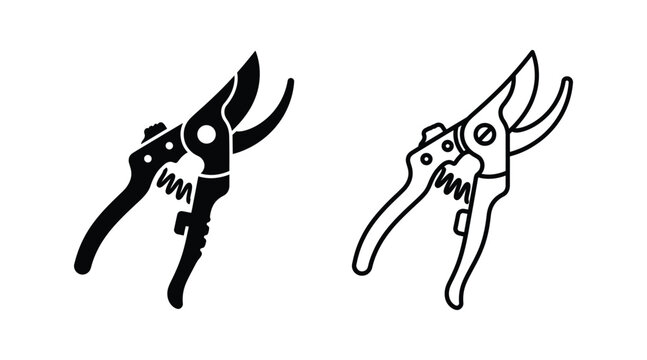Set of garden pruners icons, vector illustration of pruning shears for gardening, agriculture, and landscaping tools
