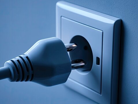 Close-up of a European plug that does not fit a UK electrical socket, travel adapter and compatibility problem concept
