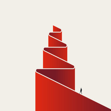 Business career growth vector concept. Symbol of corporate ambition, financial success, leadership, strategic planning, future progress. Minimal design eps10 illustration.