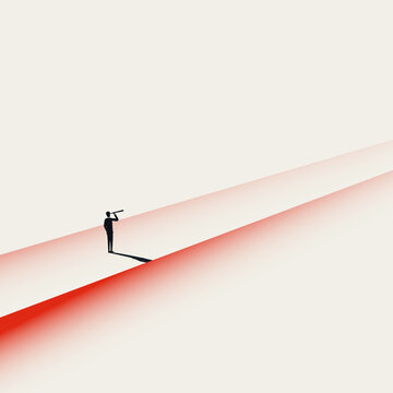 Business career journey vector concept. Symbol of leadership vision, corporate growth, future opportunity, strategic planning, financial success. Minimal design eps10 illustration.