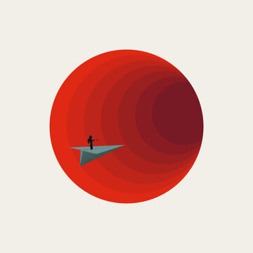 Business startup exploration vector concept. Symbol of female leadership, career ambition, future vision, corporate opportunity. Minimal design eps10 illustration.