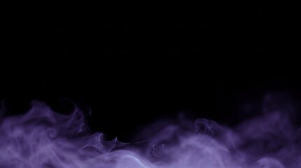 Fototapeta premium A soft purple haze of smoke rising against a solid black background for artistic background with background with background