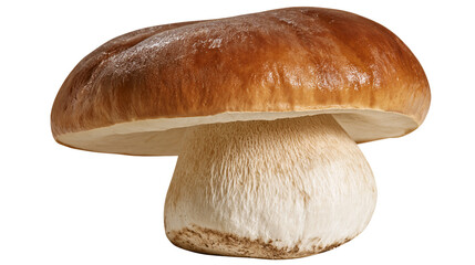 Fresh whole porcini mushroom with a smooth brown cap and thick white stalk © Ari