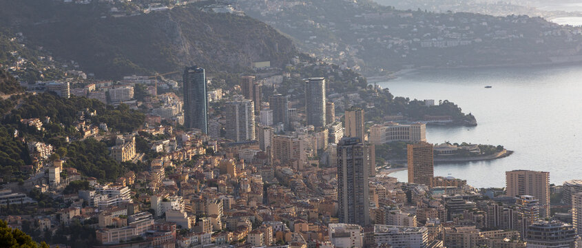 Panoramic View of Monaco from T&ecirc;te de Chien, French Riviera, France