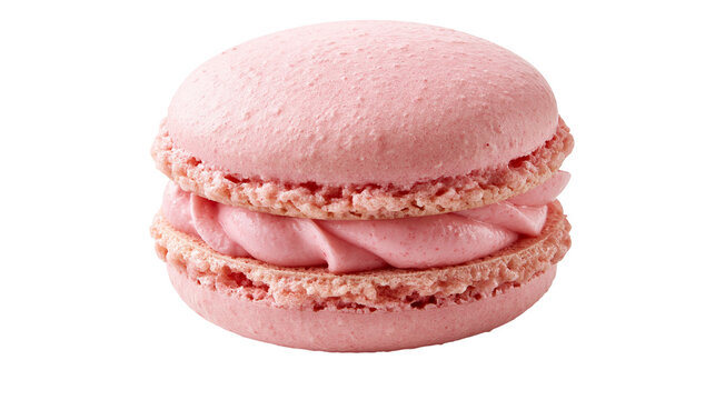 Pink strawberry flavored French macaron with creamy filling