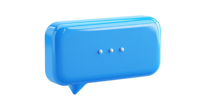 Glossy blue rectangular speech bubble icon with three dots
