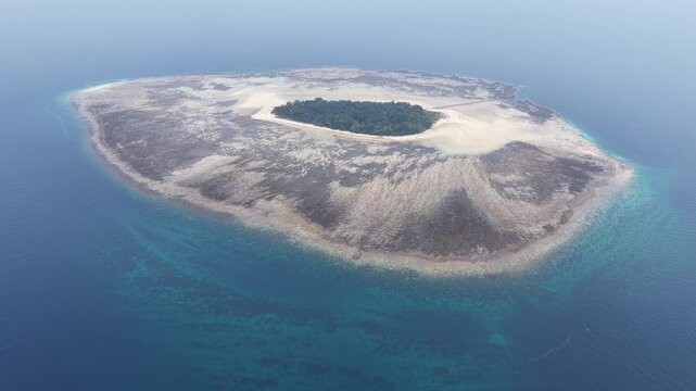 The remote Sangalaki Island is surrounded by a thriving coral reef in the scenic Derawan Archipelago of East Kalimantan, Indonesia. This area harbors extraordinary marine biodiversity.