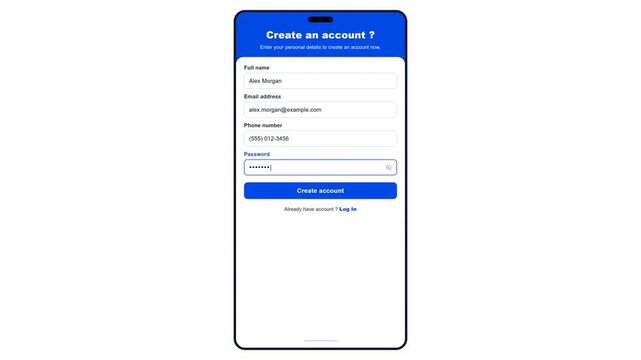 User registration and successful account creation on mobile app. 4K Video