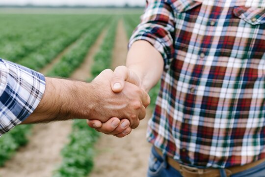 The Handshake Between Farmers Sealing a New Agricultural Partnership in Fields