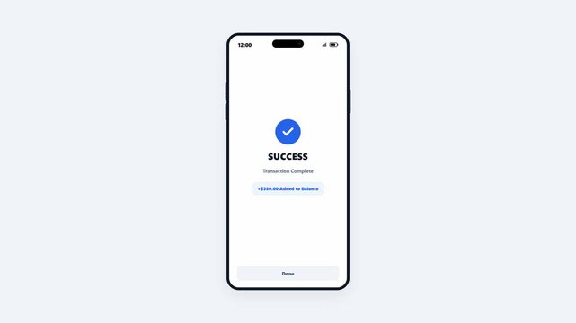 Smartphone app displaying successful cashback reward claim process. 4K Video