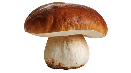 Fresh whole porcini mushroom with brown cap and thick white stalk © Thaddeus