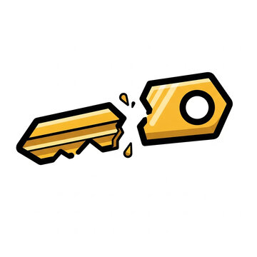 Broken key vector icon illustration