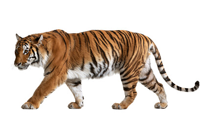 Fototapeta premium Majestic Bengal tiger walking with orange fur and black stripes