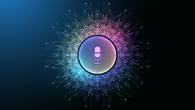 Voice assistant concept. Vector sound wave. Voice and sound recognition equalizer wave flow background. Personal assistant and voice recognition concept gradient vector illustration.