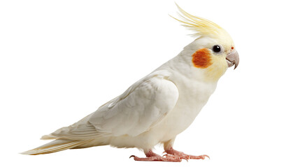 Obraz premium Lutino cockatiel bird with yellow crest and orange cheek patches