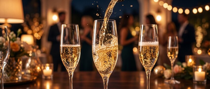 Premium Golden Champagne Event Scene
