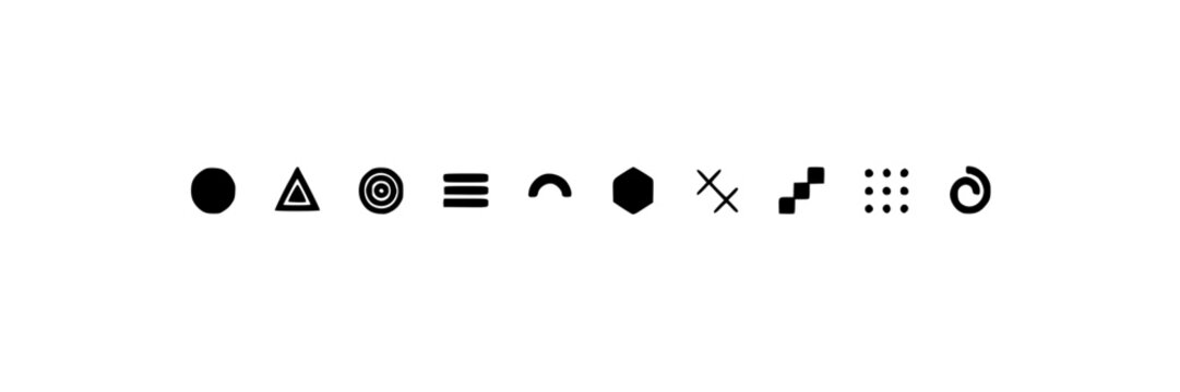 Geometric Ideogram Icons Set, Minimalist Design Elements. Abstract Shapes, Vector Graphics, Graphic Design Resources.
