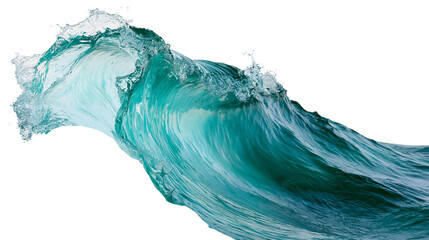 Crashing turquoise ocean wave with white sea foam and splashing water droplets © Ophelia