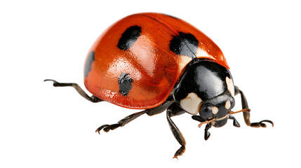 Bright red ladybug with black spots and shiny shell © Ophelia