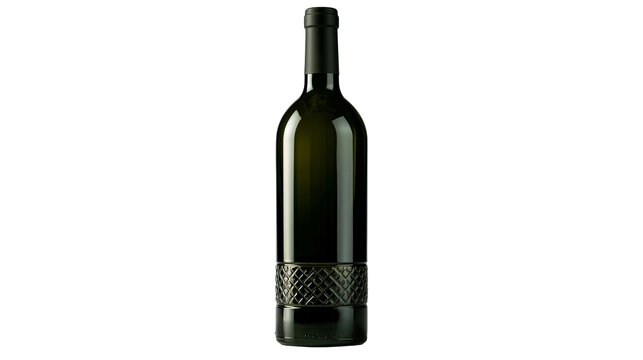 Dark green glass wine bottle with textured diamond pattern base