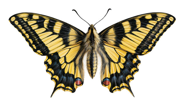 Old World swallowtail butterfly with yellow and black patterned wings