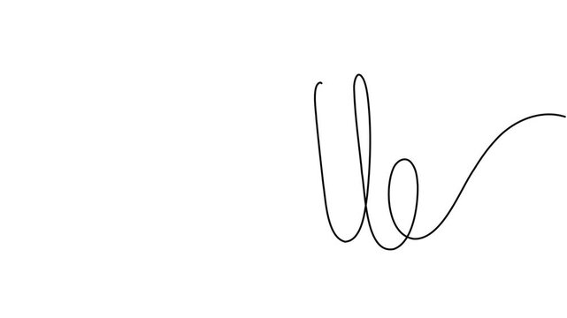 Modern romantic hallo icon sign continuous one line drawing on white background minimalist single art word writing calligraphy symbol animation video