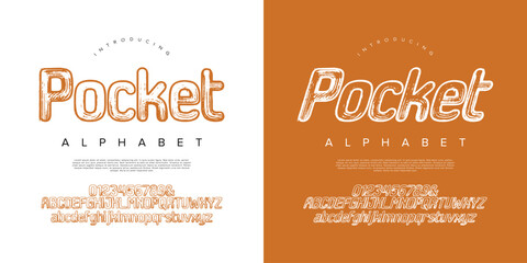 Obraz premium Pocket Alphabet rounded sketchy bubble font style lettering vector illustration design element