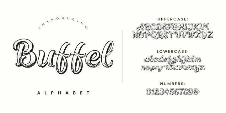 Buffel Alphabet Black Classic Vintage Script Display Font Vector