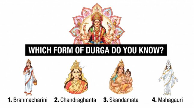 Navadurga Divine Forms of Goddess Durga with Katyayani, Kalaratri, Mahagauri and Siddhidatri
