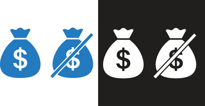 Blue money bag icons showing active and inactive financial status.