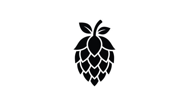 A black hop cone silhouette is displayed on transparent background floral