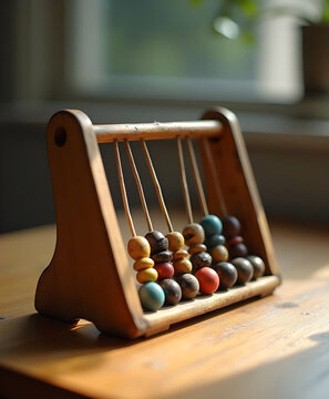 Antique Wooden Abacus on Desk