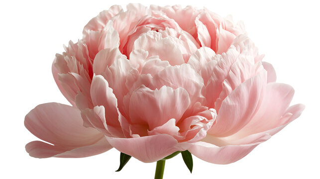 Soft pastel pink peony flower head with delicate ruffled petals