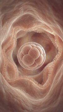 Initial cellular inception: embryo begin, cell division, human development, womb cavity, gestation process, internal anatomy, biology science, life origin, medical research, prenatal care.