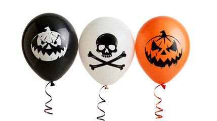 Black white and orange Halloween balloons with pumpkin and skull prints © Rowan
