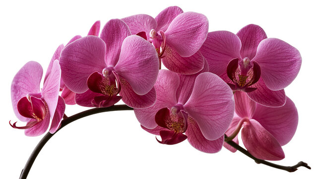 Vibrant magenta phalaenopsis orchid flower spray with dark stems