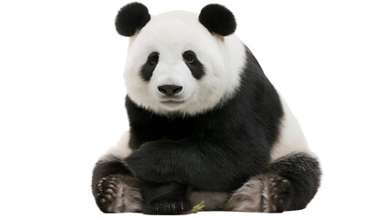Giant panda bear sitting and looking forward with black and white fur © Gael