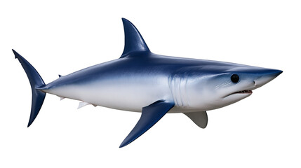 Fototapeta premium Large blue mako shark swimming with sleek skin and sharp dorsal fin
