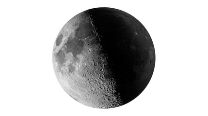 Waxing crescent moon with visible craters and lunar surface texture © Isolde