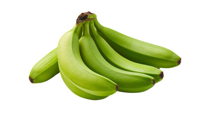 Fresh bunch of raw green unripe bananas with stems © Isolde