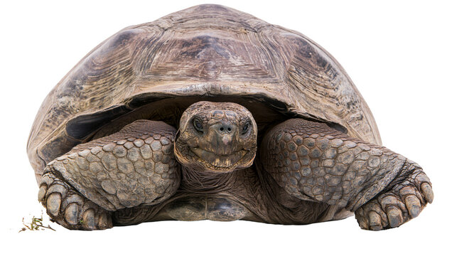 Large adult Aldabra giant tortoise with textured brown shell and scaly skin