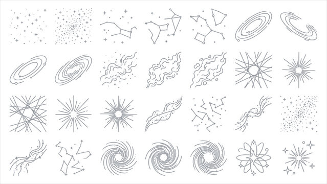 Celestial cosmic dust vector textures with abstract star fields nebula clusters and galaxy noise