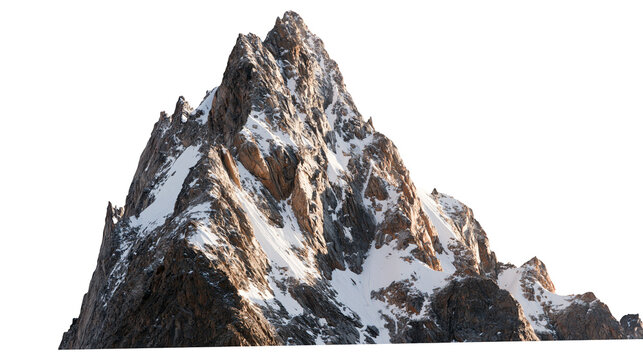 Jagged rocky mountain peak with snow patches and steep cliffs