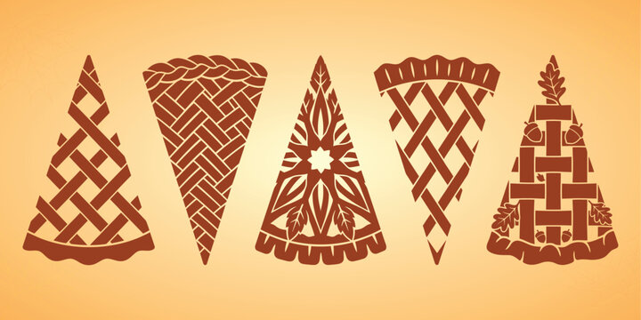 Collection of various decorative lattice pie crust designs with lattice pattern