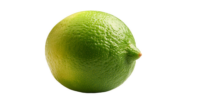 Fresh whole green lime fruit with textured peel and nipple end