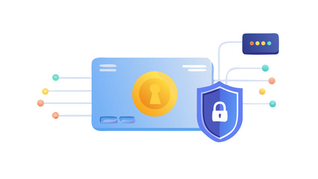 Flat vector illustration of a contactless payment transaction using a mobile phone and wireless smart card