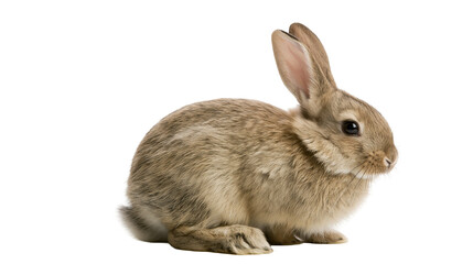 Small brown fluffy rabbit sitting in profile view © Lubos