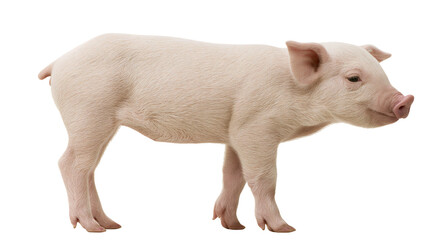 Young pink piglet standing in profile view © Lubos