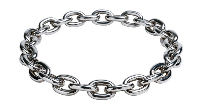 Polished silver metal chain bracelet with oval interlocking links